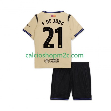 Barcellona Frenkie de Jong 21 UCL Bambino Maglia Trasferta 2025/2026 Manica Corta